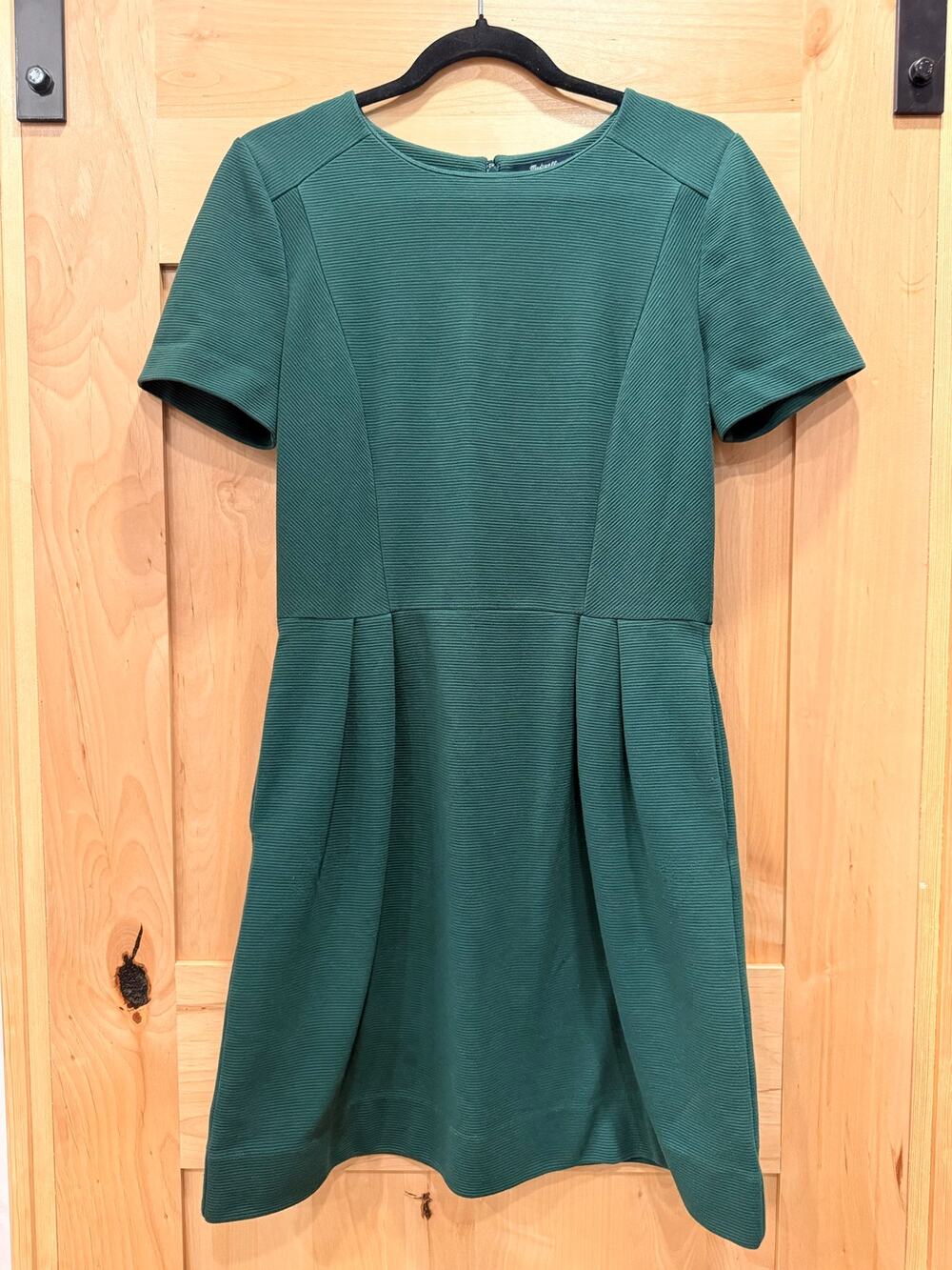 Madewell Women’s Green Textured Fit & Flare Dress Size 6 Short Sleeve A-Line